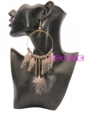 fashion white dot  feather hoop earrings  sold by pairs