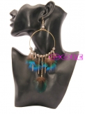 Fashion blue  big hoop  earrings  earring hooks feather earrings