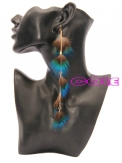 Blue color  feather  earrings  long chain  feather earrings