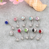 Belly-Button-Bar-Navel-Ring-Double-Gem-Surgical-Steel-1-6mm-x-10mm Belly-Button-Bar-Navel-Ring-Double-Gem-Surgical-Steel-1-6mm-x-10mm