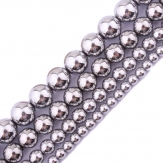 2,3,4,6,8,10mm Smooth Round Silver Hematite (No Magnetic) Natural Stone Beads