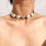 Hand made bohi  nature  sea shell  braid neclace  adjustable  chorke necklace