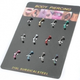 316L Stainless Steel Body Piercing in mixed color 12 pcs/card