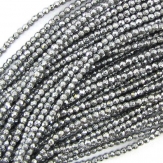 2mm faceted silver hematite round beads 15.5