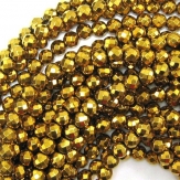 6mm faceted gold hematite round beads 15.5