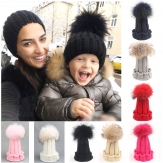 Knit winter hats  with the real fur  15cm fur  keep warm hat