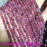 red tourmaline Natural Faceted Stone Loose Beads 4mm For Jewelry Making DIY Bracelet Accessories 15''