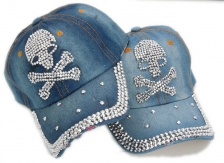 skull  rhinestone   Denim baseball hats  pearls hats hand made hats
