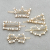 Crown Fashion Imitation ABS Pearl Beads Hairpin Girl Hair Styling Accessories Handmade Flower Pearl Hair Clip for Girl