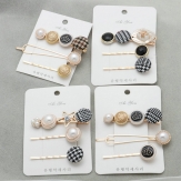 3set/pcs Pearl Hair Clip Snap Barrette Stick Hairpin Hair Styling Accessories For Women Girls