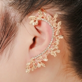 fashion crystal rhinestone  leaf cuff earrings
