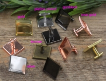 French cufflinks men's base metal square (07527)