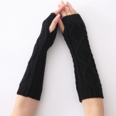 Winter Warmer Women Gloves Knitted Hemp Wool Mittens Fingerless Elbow Long Glove