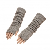 Hand made Winter Warmer Women Gloves Knitted Hemp Wool Mittens Fingerless Elbow Long Glove