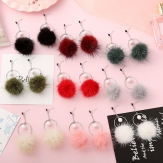 Cute Heart Shape Soft Pompom Fur Ball Dangle Stud Earrings Jewelry Gift