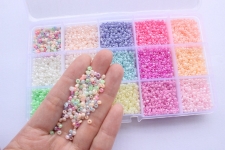 3mm Millet Beads Set Handmade Glass Rice Beads 15 Colors with Wire Box Decoration Accessories
