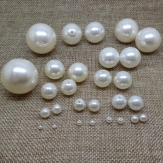 ABS plastic beige imitation pearls straight hole round beads string beads