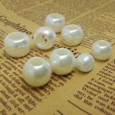 ABS plastic beige large hole round beads imitation pearls
