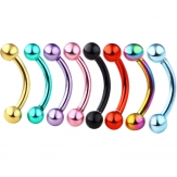 Stainless Steel Curved Barbell, plated, mixed colors, 3mm, Sold By PC
