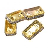 2 hole  rhinestone spacer brass  spacer  Rondelle rhinestone beads 100 pcs/bag
