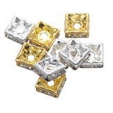 square 6.8.10mm  rhinestone spacer brass  spacer  Rondelle rhinestone beads 100 pcs/bag