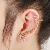 rhinestone  hollow  leaves  earring punk  earring clips