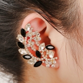 rhinestone  hollow  leaves  earring punk  earring clips