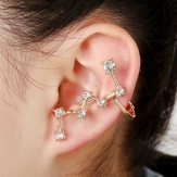 rhinestone 7 star chain   hollow     earring punk  earring clips