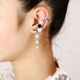 rhinestone gold chain earring     earring punk  earring clips