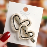 Fashion Diamond heart Hair Clip Snap Barrette Stick Hairpin Hair Styling Accessories For Women Girls