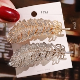 Fashion Diamond feather   Hair Clip Snap Barrette Stick Hairpin Hair Styling Accessories For Women Girls