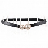 women's pearls  elastic  belt fashion belt thin belt