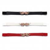 women's rose pu leather  lady elastic thin belt   fashion belt