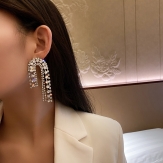 Full diamond irregular Earrings Fashion exaggerated personality Tassel Earrings