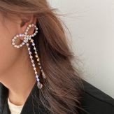 Bow full diamond earrings simple long Tassel Earrings