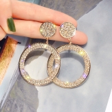 Exaggerated geometric Circle Earrings with diamond earrings and Circle Earrings