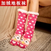 Slipper heart carton  Women Socks Winter Warm Fleece Lined Sock Ladies Soft Fluffy socks
