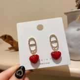 Fashion full Diamond Red Love Earrings