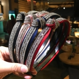 Cloth rhinestone   braid  Hair Band wide  knot handmade Solid PC