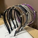 Cloth   rhinestone organza    braid  Hair Band wide  knot handmade Solid PC