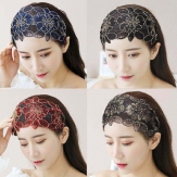 Cloth  wide lace   braid  Hair Band wide bow  knot handmade Solid PC