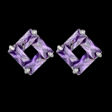 Geometric rectangle AAA zircon stud with colorful inlaid network style