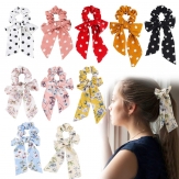 handmade dot pic elaistc Hair Scrunchies, Cloth, Bowknot, printing, flower  & for woman
