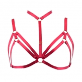 Red hand made elastic Sexy body harness Hollow body bra