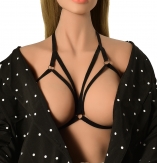 black hand made elastic Sexy body harness Hollow body bra