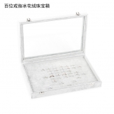 Jewelry ring  Box, PU Leather, with Wood, Rectangle,Grey , 350x240x44mm, Sold By PC