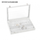 Jewelry pendant   Box, PU Leather, with Wood, Rectangle,Grey , 350x240x44mm, Sold By PC